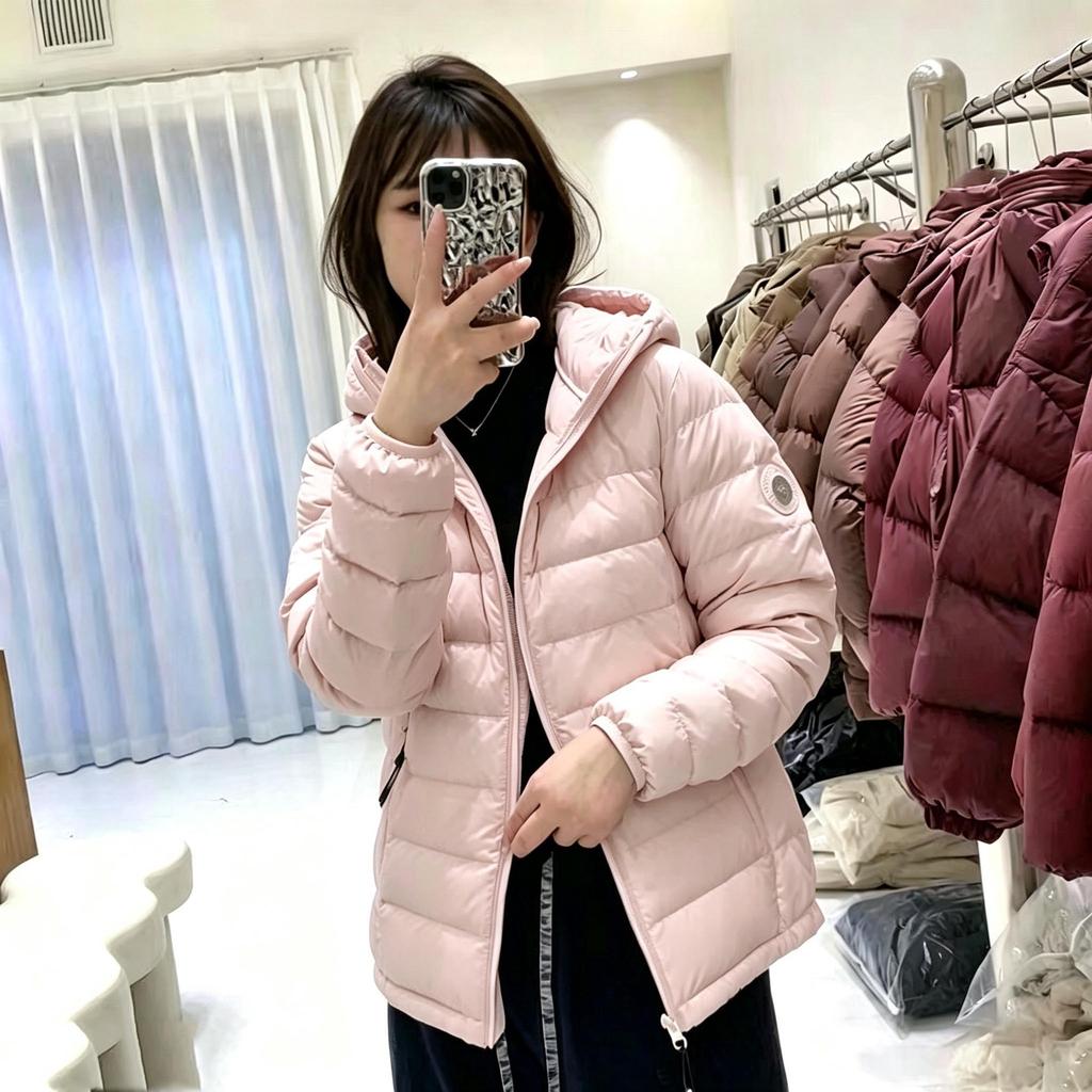 Daily commuting light and thin hooded short cotton clothes women's portable storage girls winter warm women's jacket