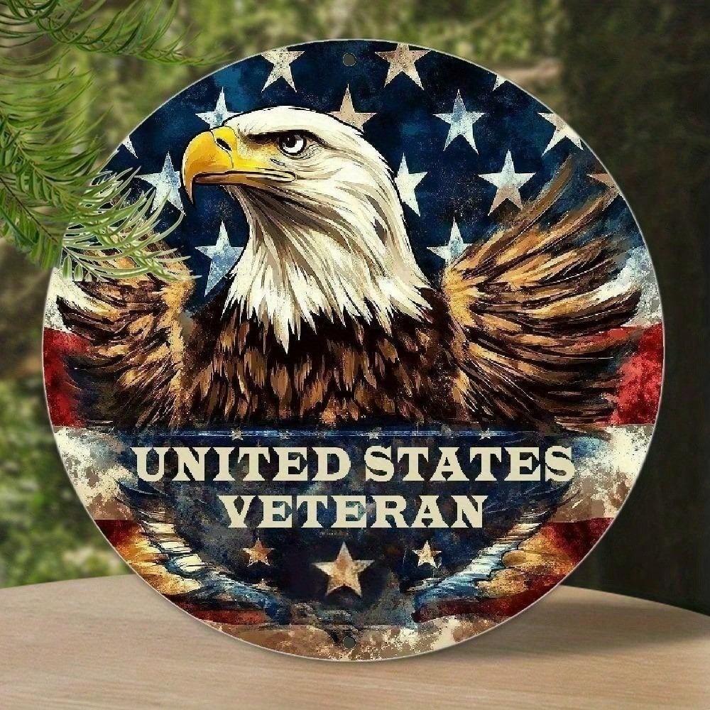 Vintage Tin Sign 8x8 Inch US Veteran Tribute Patriotic Decor Metal Wall Art for Home Bar Garage Man Cave