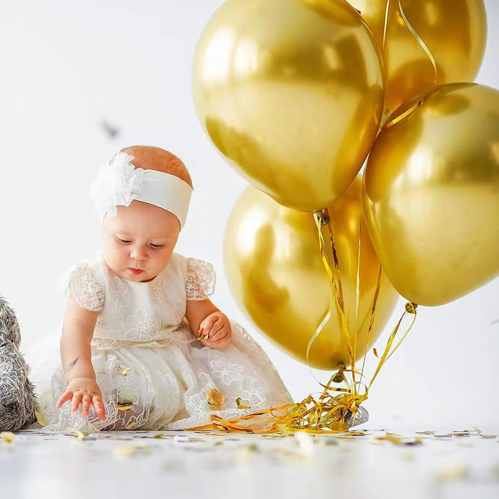 Metallic Gold Latexballon-Set, Mehrgrößen-Ballonbogen-Set für Geburtstagsfeier, Hochzeit, Abschlussfeier, Babyparty-Dekorationen