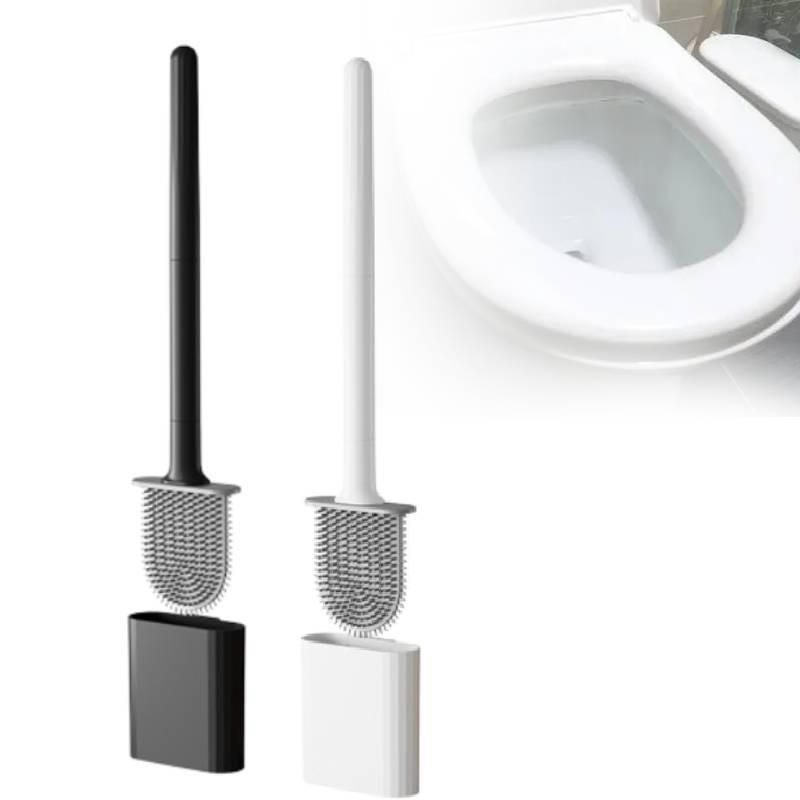 Toilet Silicone Brush Deep Cleaner Brushs Nonslip Long Plastic Tool Handle