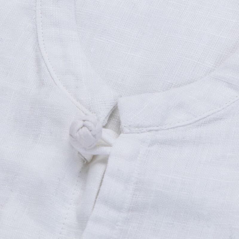 Hengyuanxiang Men's Chinese Style Linen Knot Button Long Sleeve Shirt
