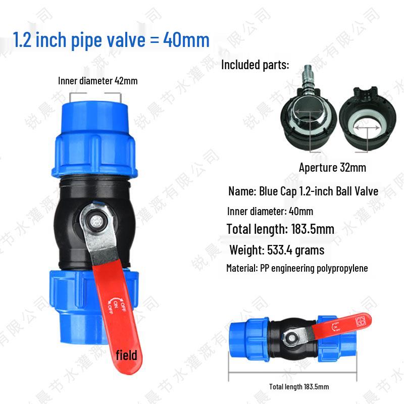 Quick Connect Ball Valve & Coupling Set for PE Water Pipes (1/2", 3/4", 1")