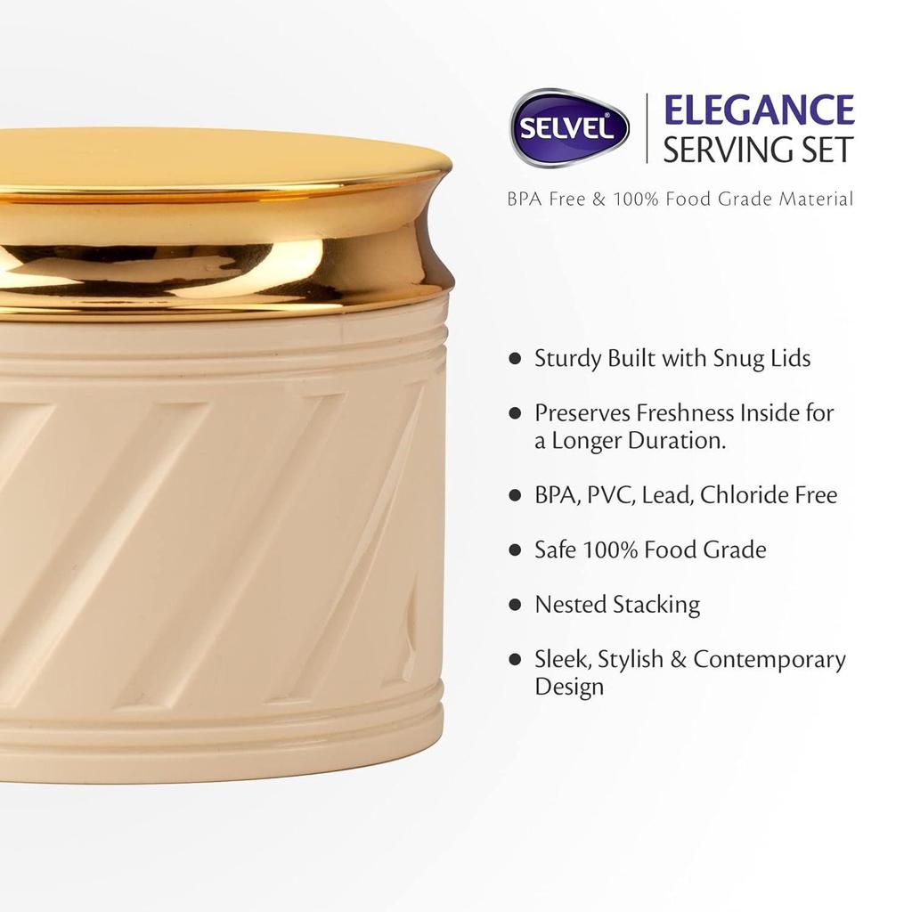 Tight Dry Fruit Container Tray Set with Lid & Serving Tray, Airtight Container Set 430ml (4 Pieces, Polypropylene) (Elegance Ivory)