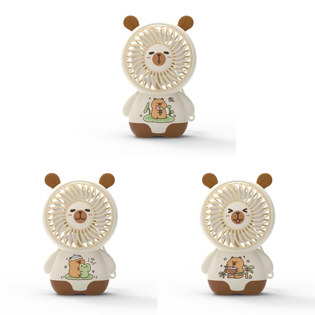 Usb Portable Cute Capybara Handheld Fan With 3speed Settings For Students And Office Use