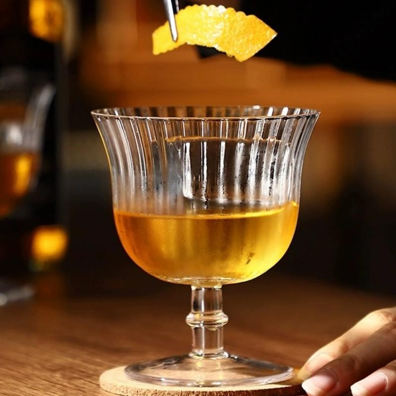 Vertical Striped Glass Cup Creative Cocktail Glasses Cups Wavy Martini Cups Drink Special Glasses Cup Bar Kitchen Accessories