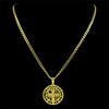 Saint Benedict Cspb Medal Pendant Necklace for Women/Men Stainless Steel Gold Color Jesus Cross Chain Jewelry collar N7437S02