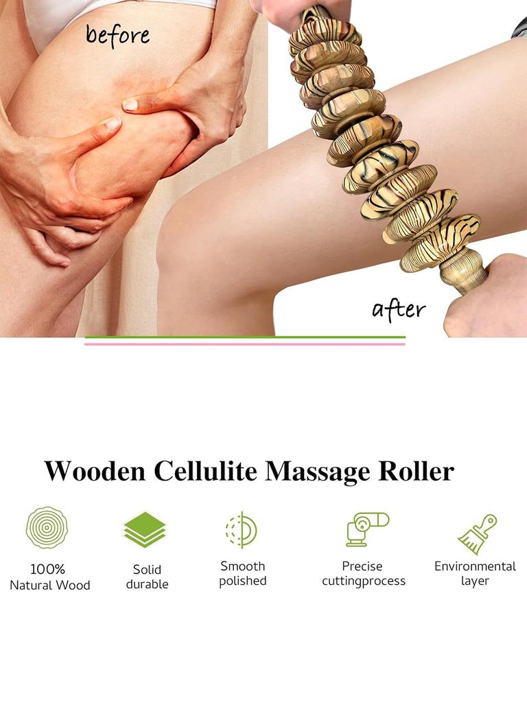 Multifunctional Wooden Massage Roller for Full-Body Muscle Relief Smooth Polished Abdominal Massager Portable Stress-reducing