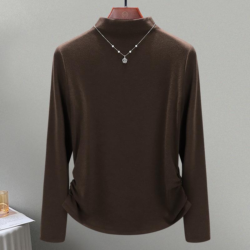 Merino Wool Machine Washable Wool Sweater Women's Autumn New Semi-turtleneck Bottoming Shirt Elastic Waist