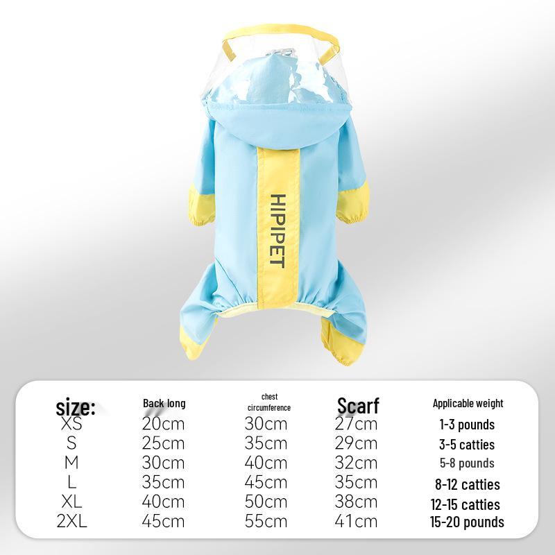 Cartoon Waterproof Full Coverage Raincoat for Small & Medium Dogs - Four-Legged Poncho for Rainy Day Outdoor Use