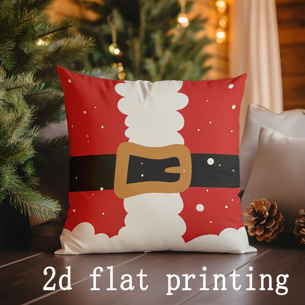 

Home Decor Santa-themed Merry & Bright Holiday Pillows Pattern Cushion Cover Suitable for Sofa Bedroom Car Pillow Cover 16x16Inch