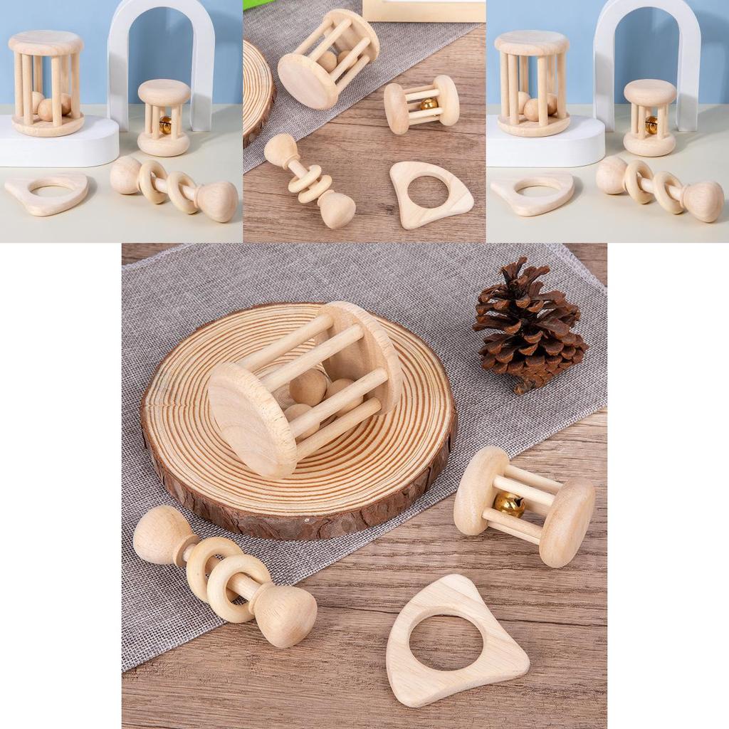 Wooden Baby Rattle Set With Sound Rescue For Early Childhood Learning And Development