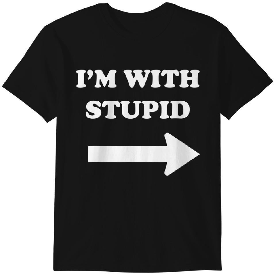 

Я с тупым Футболка Смешная тупая Новинка Стрелка Направление Классическая футболка 4XL