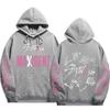 Sweat à capuche signature Stray Kids MAXIDENT Imprimés scriptés Stray Kids et au dos Stray Kids avec les signatures des 8 membres, Pullovers surdimensionnés pour fans de K-Pop