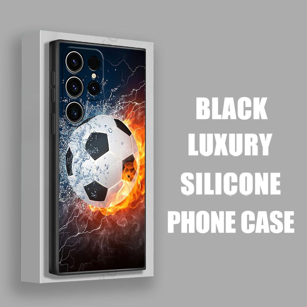 Fire Football Soccer Ball S26Ultra Case For Samsung Galaxy S26 S25 S24 S23 S20 S21 FE S22 Ultra Plus 5G Cases Soft Phone Cover