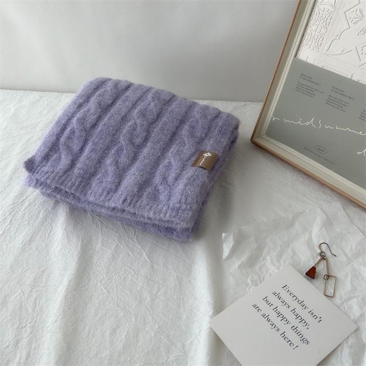 Korean Retro Pattern Wool Blend Scarf - Warm, All-Match, Unisex Winter Neckwear
