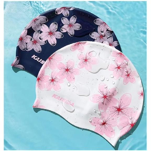 Swim Cap Women, Silicone Swimming Caps for Long Hair Anti Slip Waterproof Swim Caps for Womens Adult, Comfortable Bathing Cap Swimming Hats Fit for