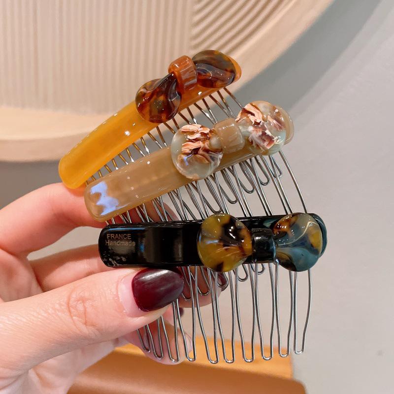 Korean Style Elegant Acetate Hair Comb with Bow Knot