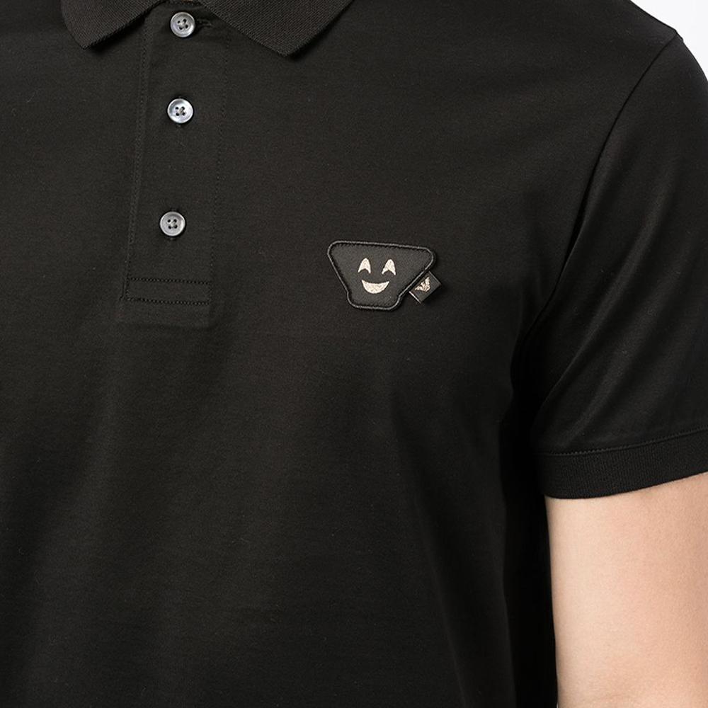 Emporio Armani FW21 Label Short Sleeve Polo Shirt Men Tops Black 6K1FCQ-1JTUZ-999
