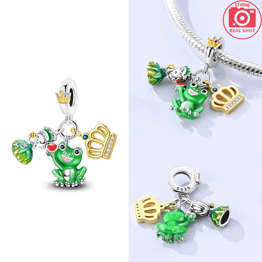 Charmscopper Beschichtete Grüne Fee Prinzessin Krone Frosch Anhänger Passend für Charms Original Armband Perlen Schmuckherstellung für Frauen