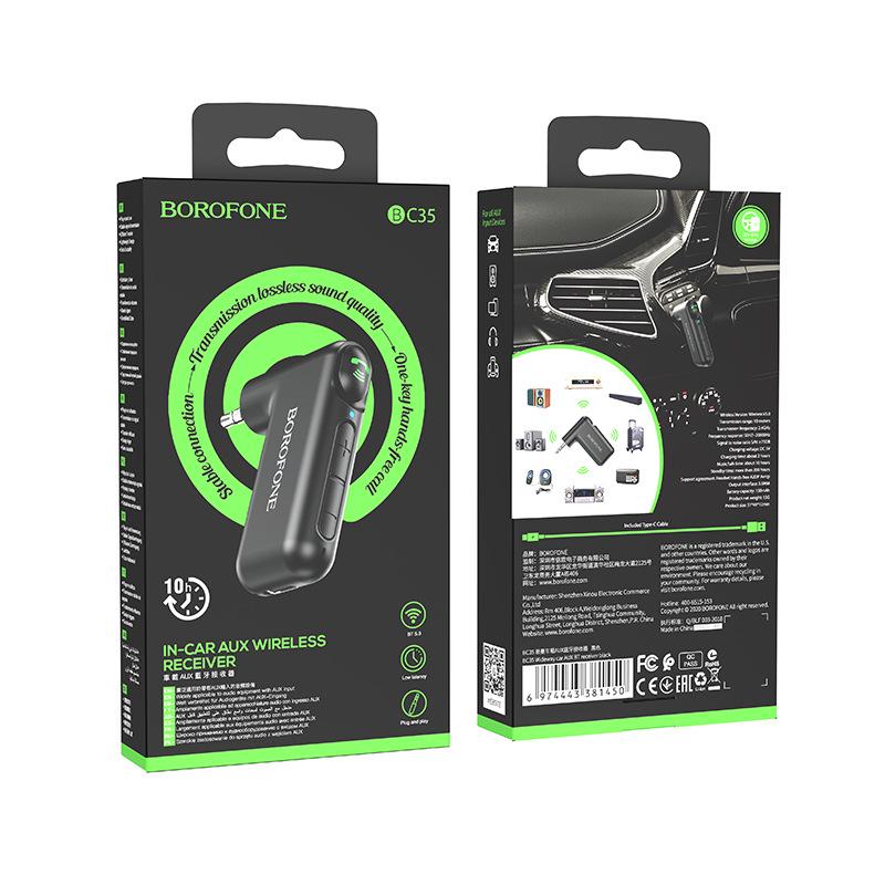BOROFONE BC35 Bluetooth Car AUX Receiver & FM Transmitter Music Player