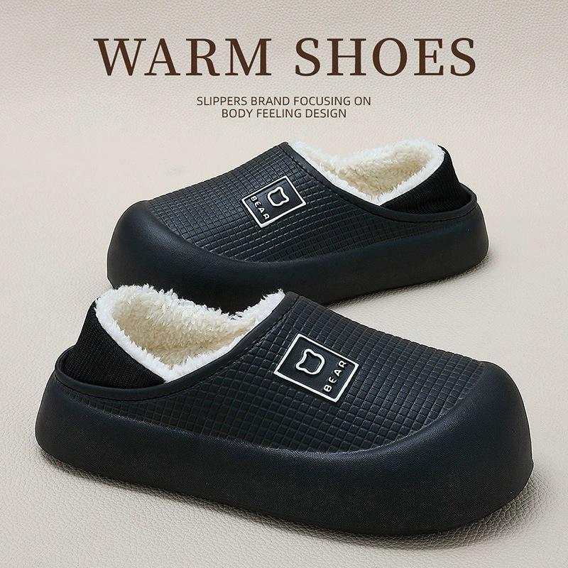 Winter Waterproof Indoor/Outdoor Thick-Soled Slippers with Velvet Lining for Men & Women