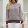 IHUASU Damen Herbst und Winter Gestreifter Mode Langarm O-Ausschnitt Gestrickter Lockerer Patchwork Pullover Pullover