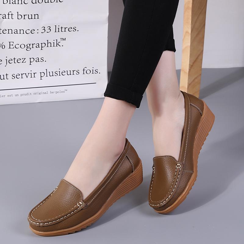 Scarpe basse da donna in pelle con plateau per primavera/autunno
