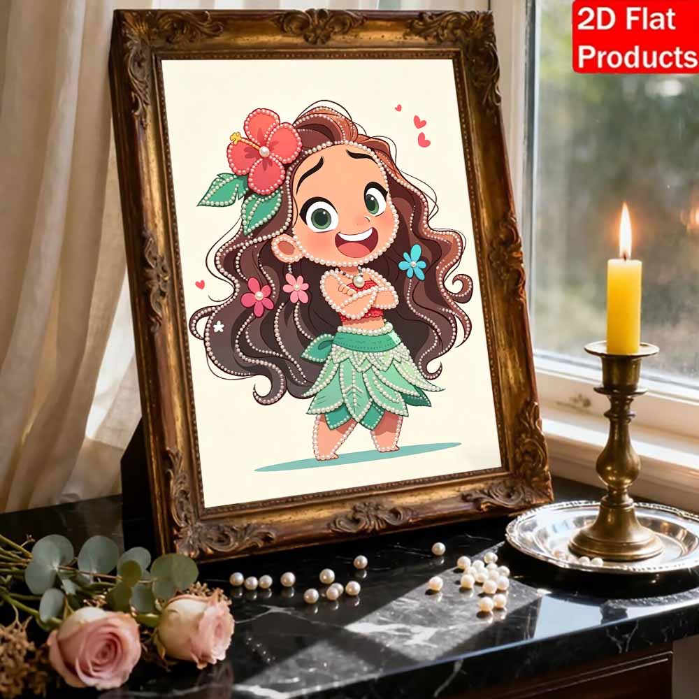 Disney Pearl Painting Moana's Childhood Handmade DIY Pearl Gem Painting Pictures Crafts Special Shape Home Wall Decoration