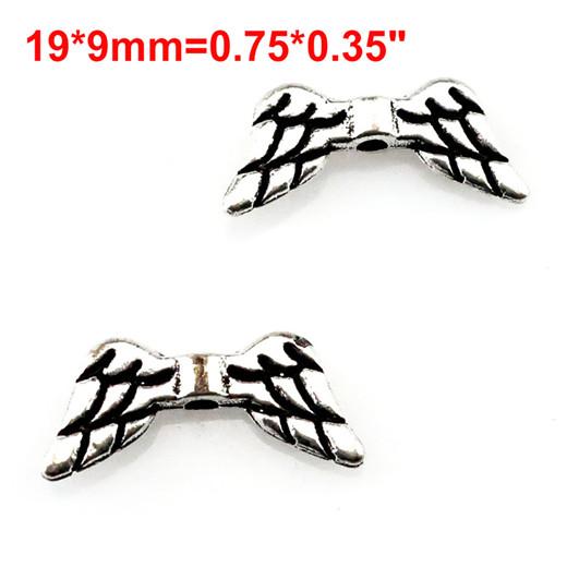 10PCS Vintage Antique Silver Color Alloy Angel Feather Wing Pendant For DIY Jewelry Making