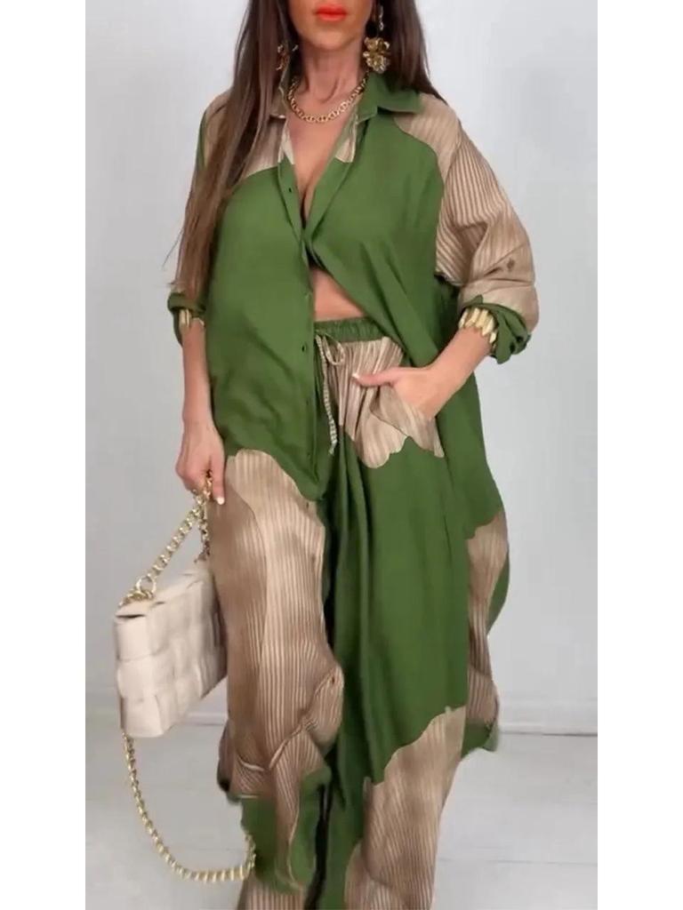 2025 European & American Style Seven-Sleeve Women's Cardigan & Pants Casual Set