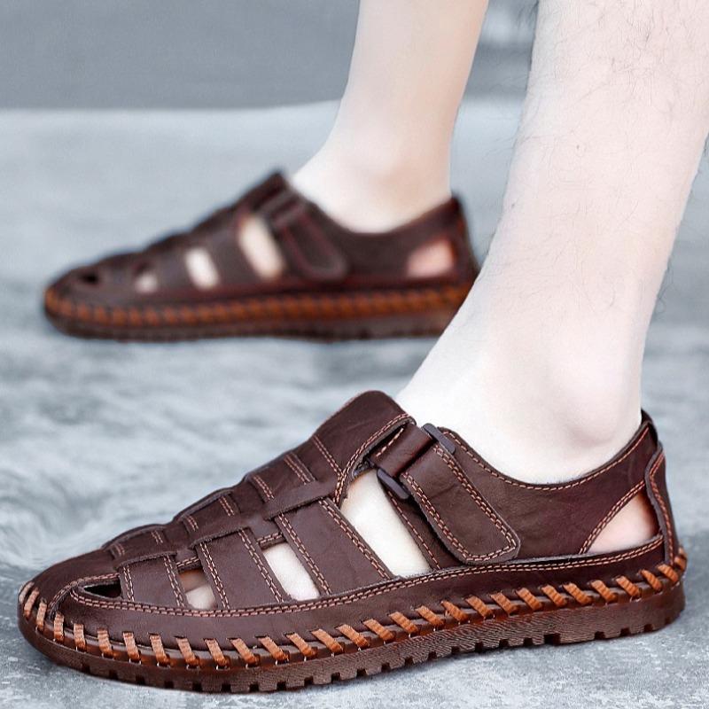 Fashion Luxury Mens Sandals Fashion Handmade Leather Sandals Summer Hollow Out Roman Shoes for Men Casual Beach Sandals Wading Sandalias