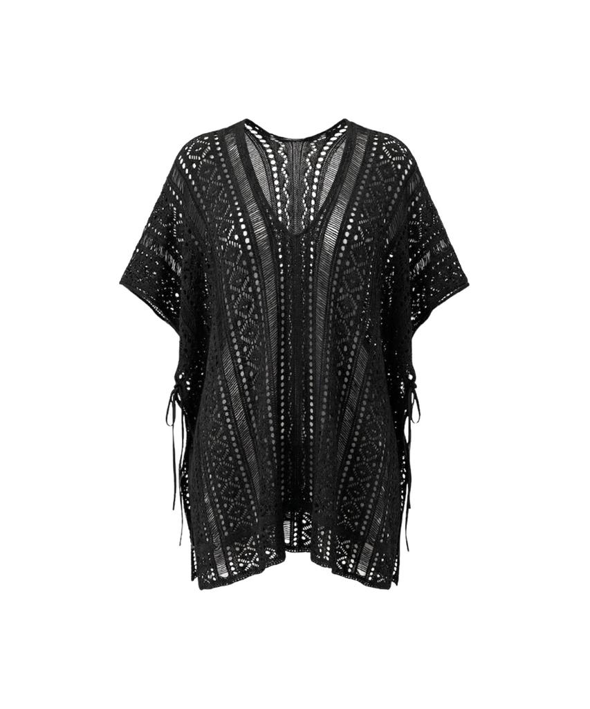 VIKINI VENDER Venus Crochet Loose Fit Cover-Up - Black