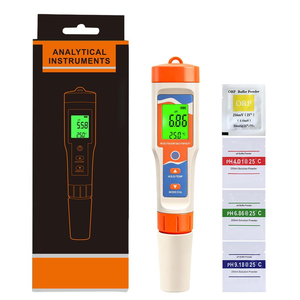 7 In 1 Digital PH EC TDS ORP Salinity Fertility Temperature Water Quality Tester Pen With ATC For Aquarium Hydroponics Spa