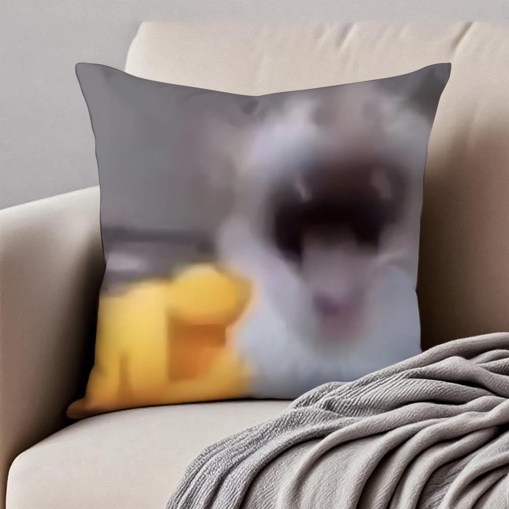 Meme Funny Pet Cat Funny Memes Cushion Cover Pillowcase Antidustmite Invisible Zipper Short Plush Sofa Cushion