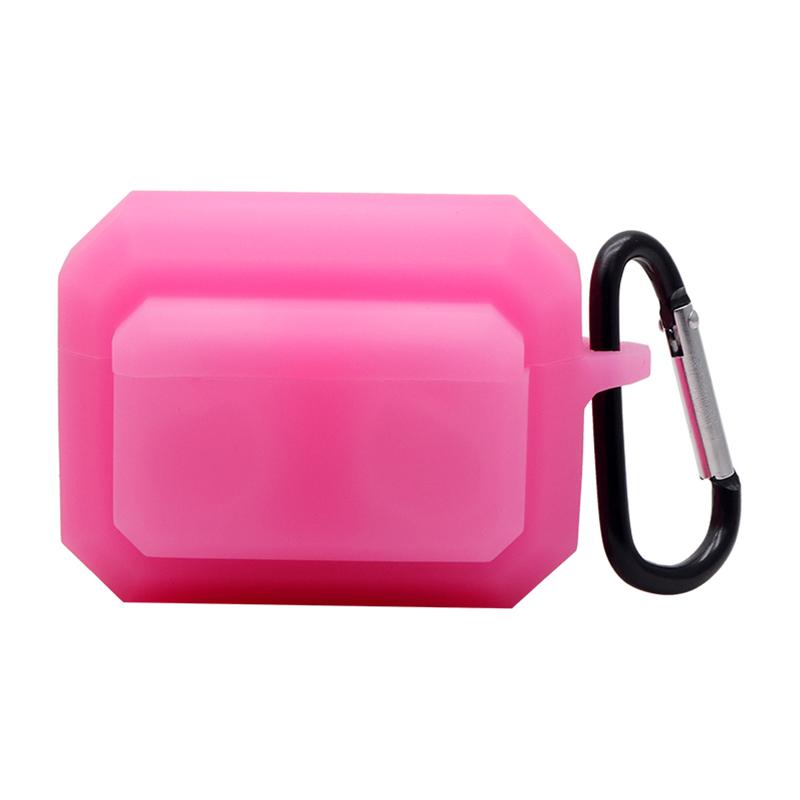 

For Apple AirPods Pro 3-in-1 Silicone Anti-Fall Case + Ear-Tip + Anti-Lost Carabiner Protection Set Luminous Pink