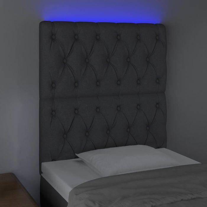 VidaXL Tête de Lit à LED Meuble de Chambre à Coucher Accessoire de Lit Simple Tête de Cadre de Lit Intérieur Gris Foncé 3122735
