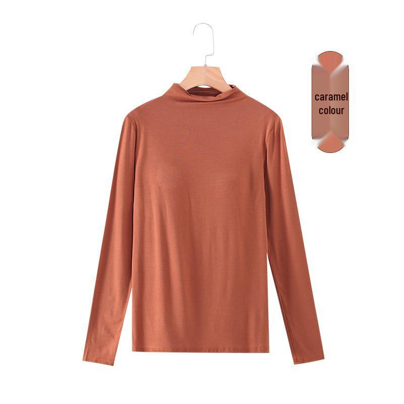 Modal Long-Sleeve Women's Base Shirt with Chest Pads, No Underwire, Integrated Cup, Autumn/Winter Outerwear & Sleepwear