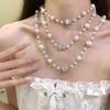 Layered Pearl Necklace Simulated Pearl Sweater Necklace Fashion Bead Necklace  Lady Wear