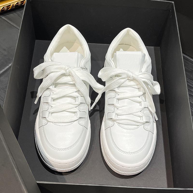 

Ah miu~ cowhide platform casual women s shoes spring and summer new versatile round head lace-up little white shoes women 40