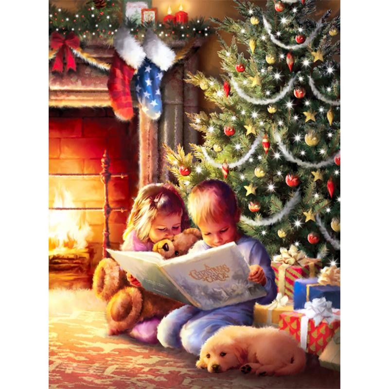 5D DIY Diamond Paint Cartoon Dětská sada křížkového stehu Celá kulatá vyšívání Mozaika Umělecký obrázek Kamínkového vánočního dárku