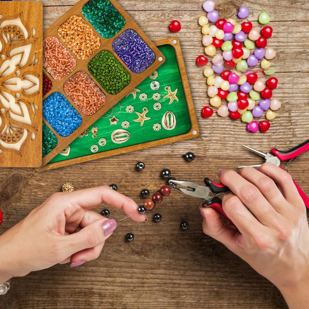 Bead classification tray Unique carved patterns Magnetic cover Multifunctional Bead Board for Necklace Bracelet Making