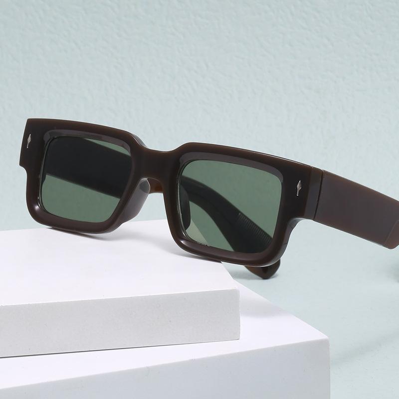 Unisex Square Frame Sunglasses With Rice Studs, Uv Resistant Sunglasses, Retro Fashion And Personalized Street Photography Glasses