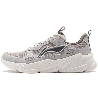 Li Ning Firefly Textile, Synthetic Leather Slip Resistant And Breathable Low Top Casual Shoes Men's Gray AGCT387-2