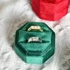Exquisite Light Luxury Handmade Jewelry Box Velvet Proposal Ring Box Octagonal Pair Ring Wedding