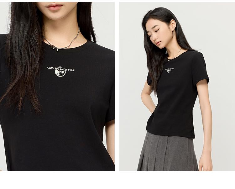 Fashionable and simple round neck letter printed short sleeved T-shirt