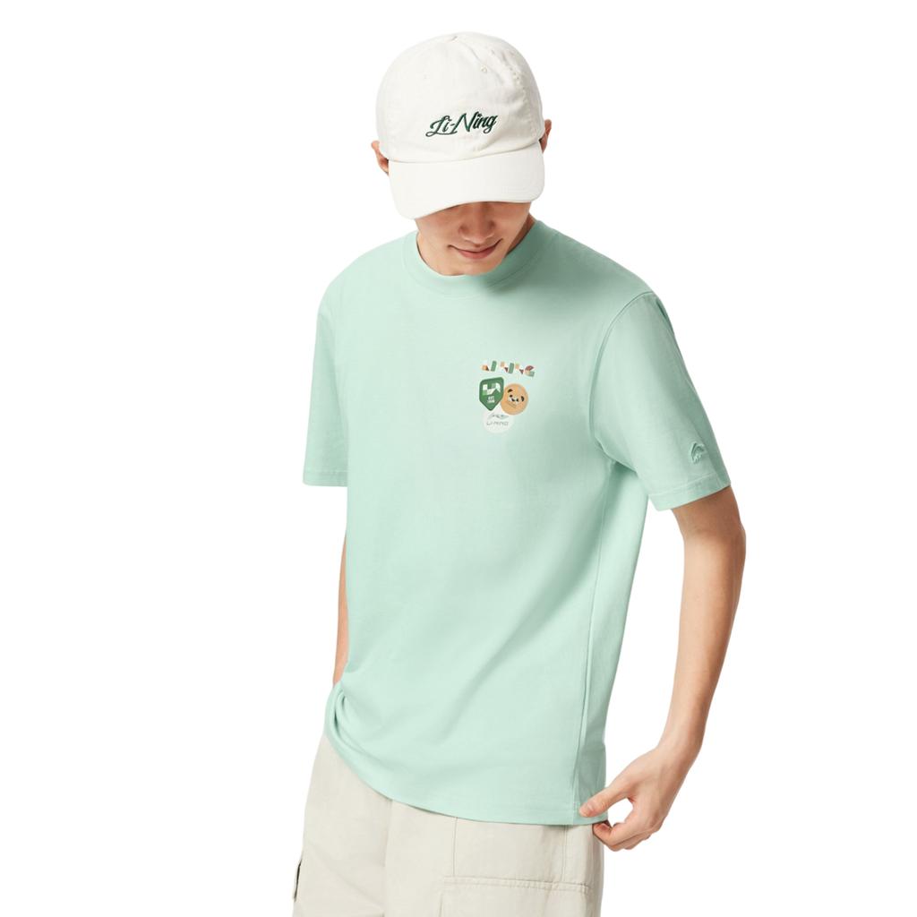 Li Ning Serie Stile di Vita Sportivo Versatile Casual Sensazione di Ghiaccio Traspirante Confortevole Asciugatura Rapida Fresca Girocollo Manica Corta T-Shirt AHSVE97-3