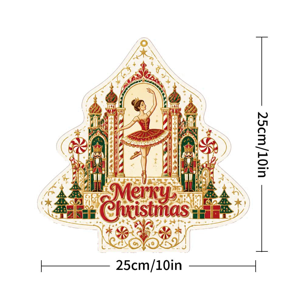 Christmas Tree Hanging Chime Ballet Sugar Plum 2D Flat Painting Iron Pendant for Xmas Tree Gift Decoration Custom