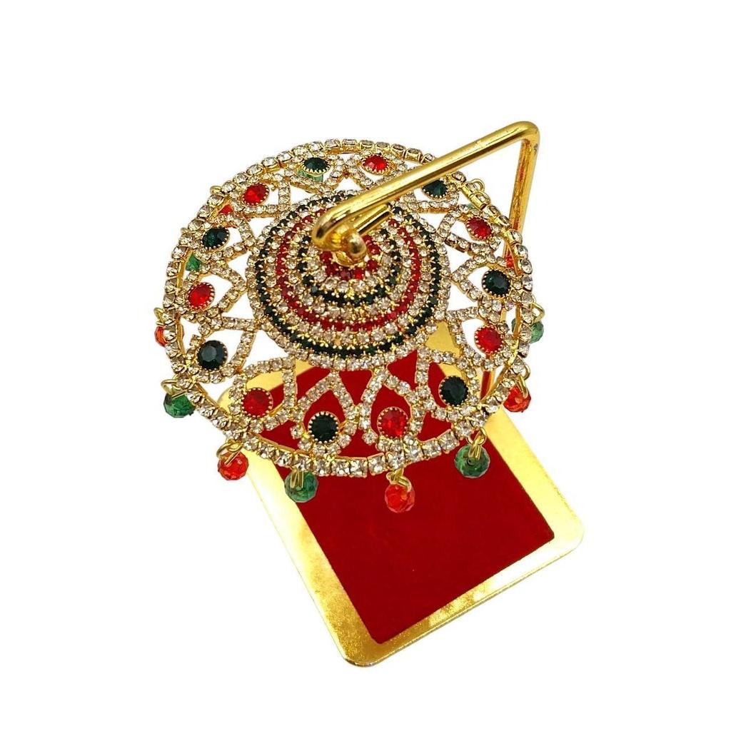 Metal Chhatra Umbrella – Hanging Crystal Chatri for God Idol, Car Dashboard, Home Temple, Office Desk & Table Decor Showpiece