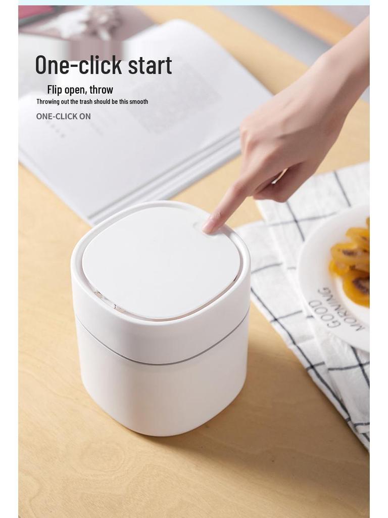 Nordycki Mini Kosz na Śmieci na Biurko z Pokrywką - Kompaktowy Kosz na Odpady Kuchenne i Biurowe