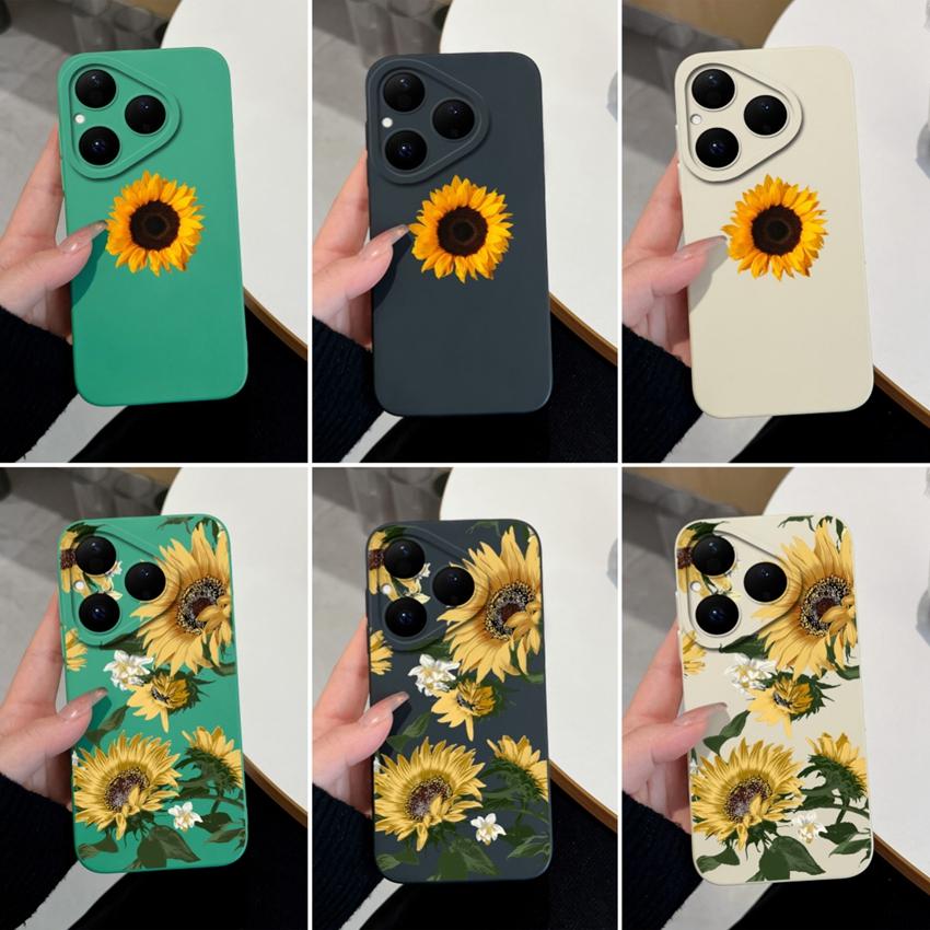 For Huawei Nova Y90 4E 5T Y70 Y72 6 7 8 9 SE Y61 Pura 80 Pro Soft Silicone Phone Covers Beautiful Sunflower Patterns Anti Slip Shell For Huawei Casing